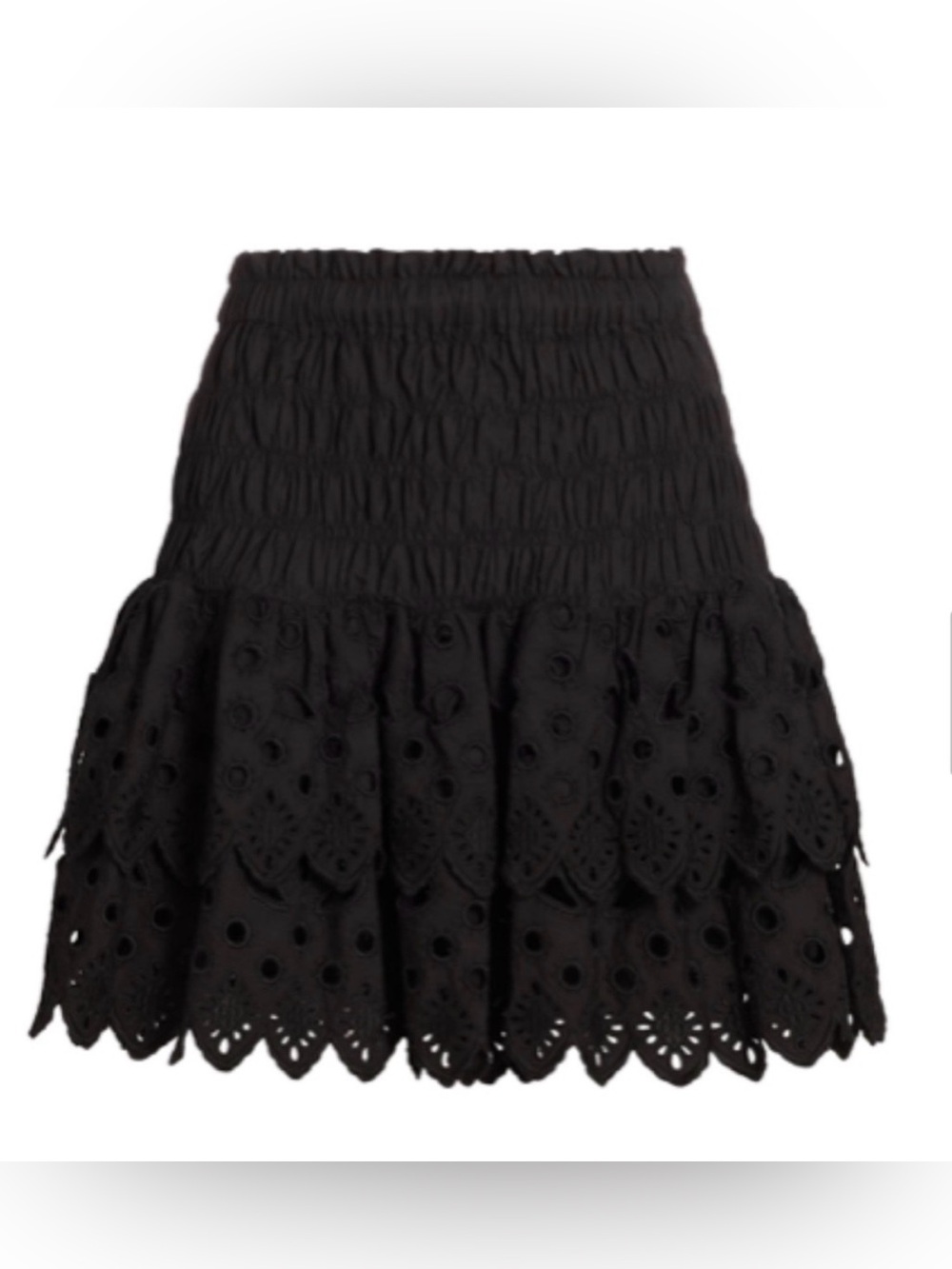 Sea Black Eyelet Smocked Mini Skirt